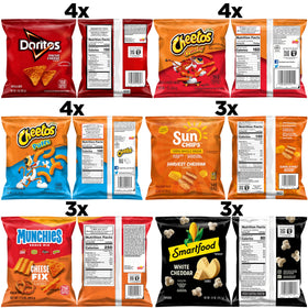 Frito Lay Cheesy Mix Variety Pack back view, shows full assortment for quick grab-and-go.