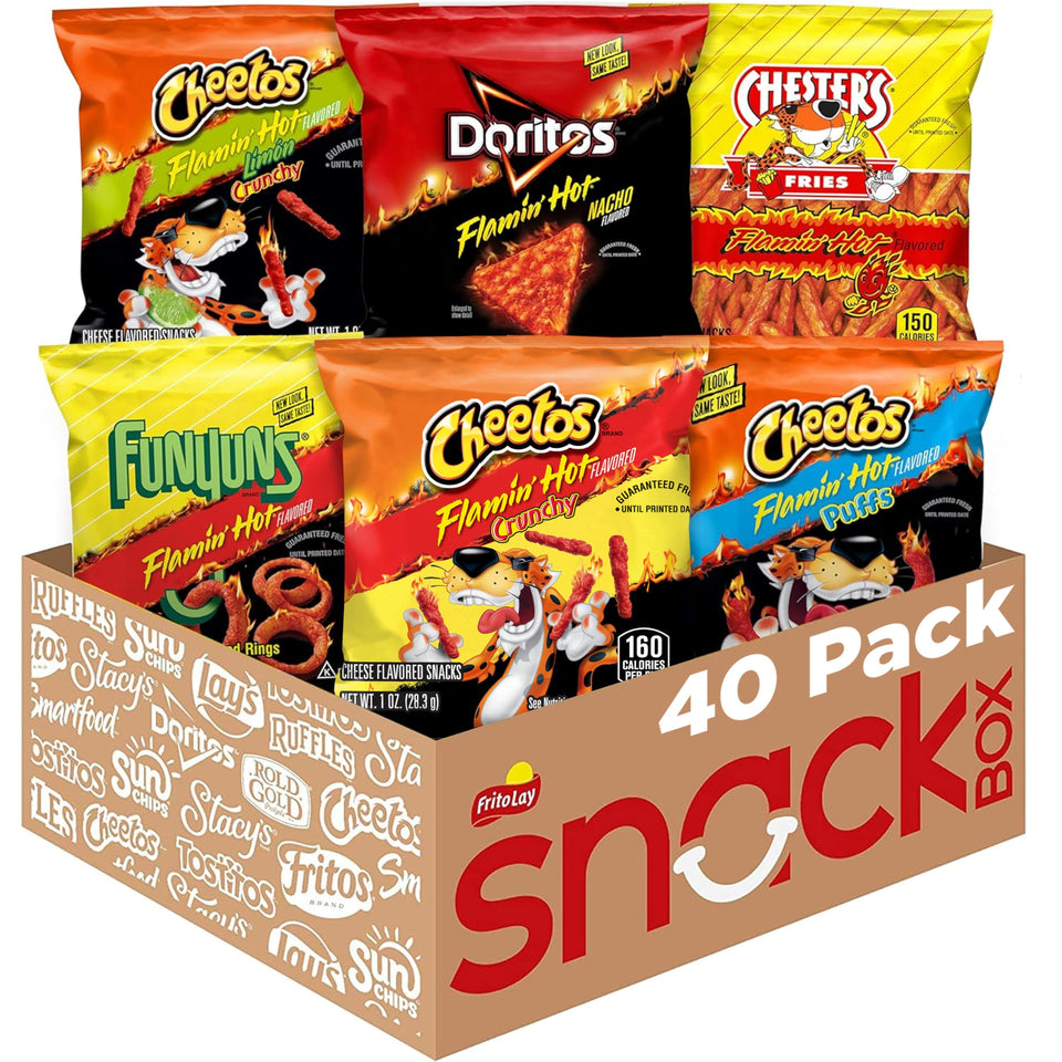 Frito-Lay Flamin' Hot Mix pack with 40 single-serve bags for on-the-go snacking