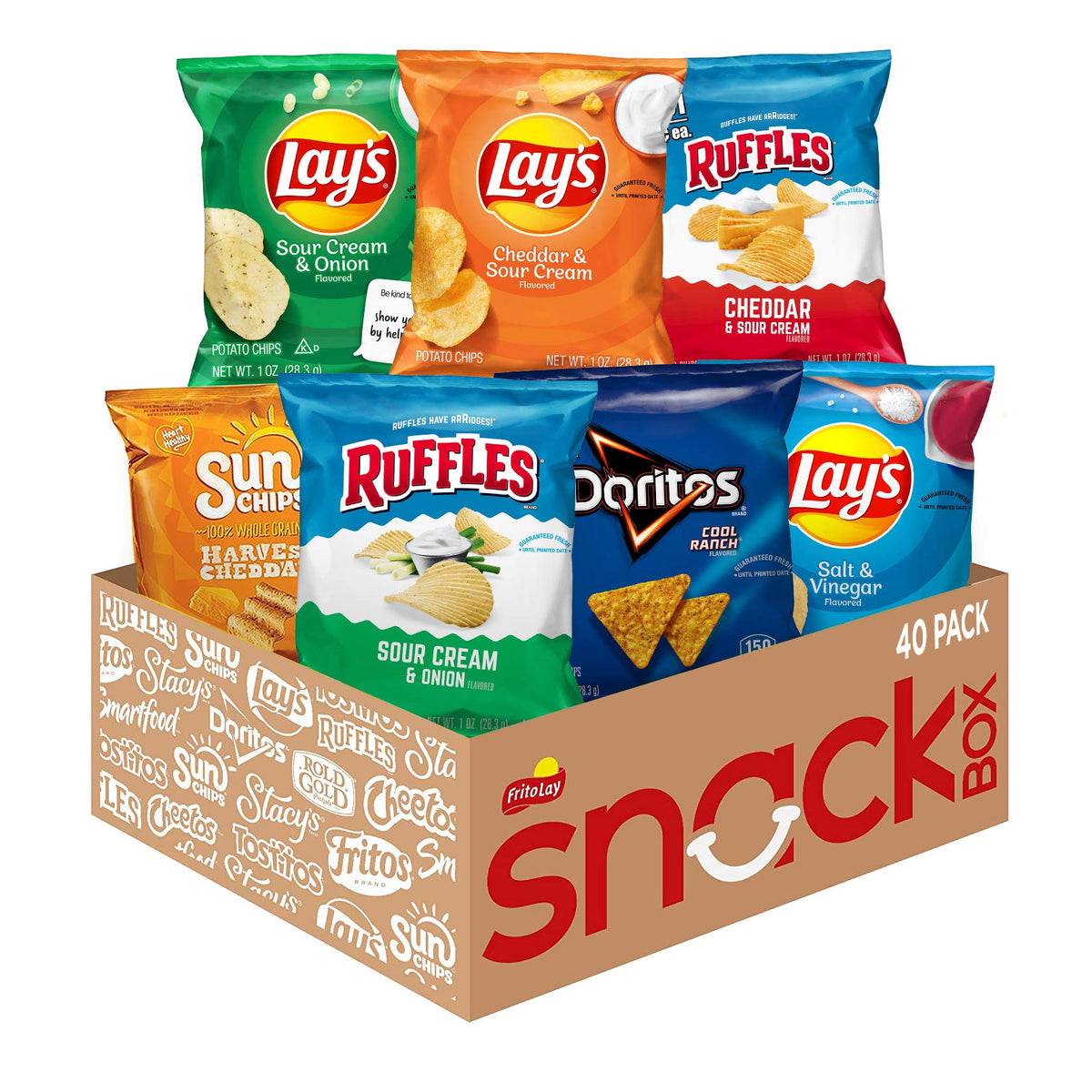 Frito Lay Tangy Favorites Mix 40-pack with assorted snacks for on-the-go.