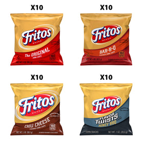 Fritos Variety Pack assortment on display, ideal for quick grab-and-go snacks.