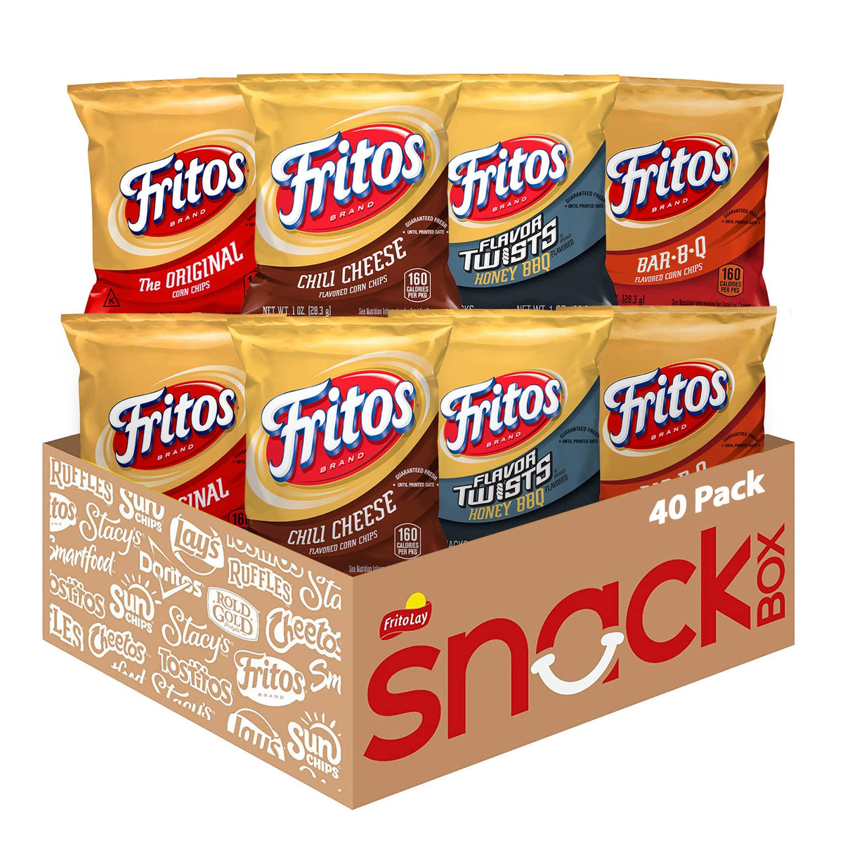 Fritos Corn Chips Variety Pack bags on display for easy party snacking.
