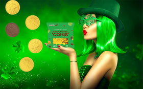 Fruidles coins packaging with gold foil design ideal for gifting.