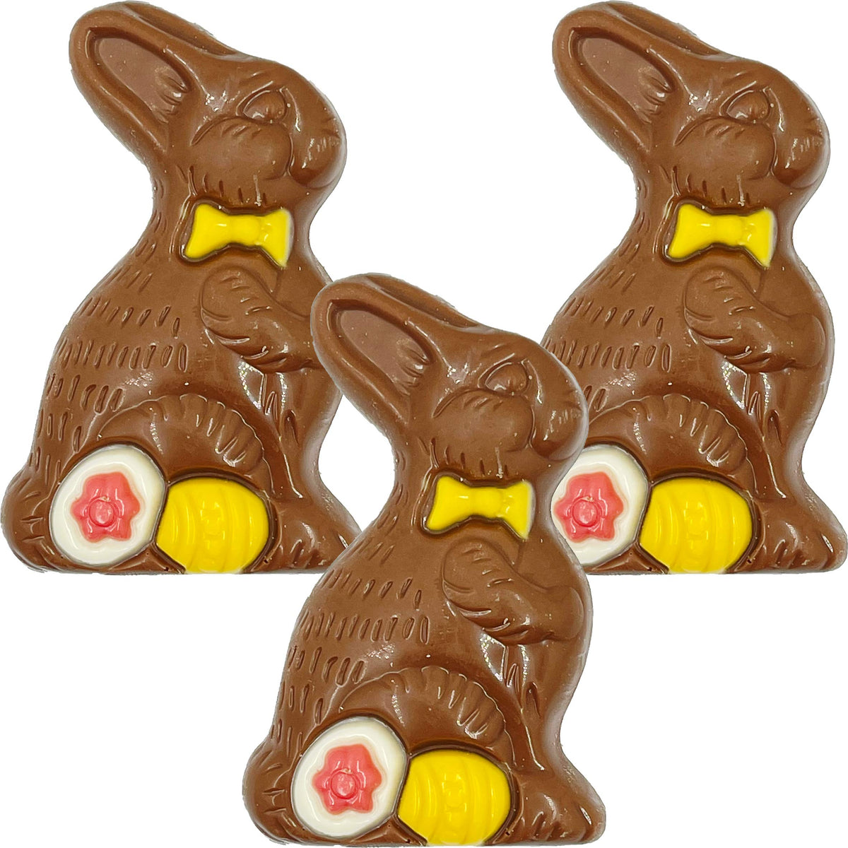 Fruidles Milk Chocolate Easter Bunny 3-Pack on display, smooth texture and festive design.