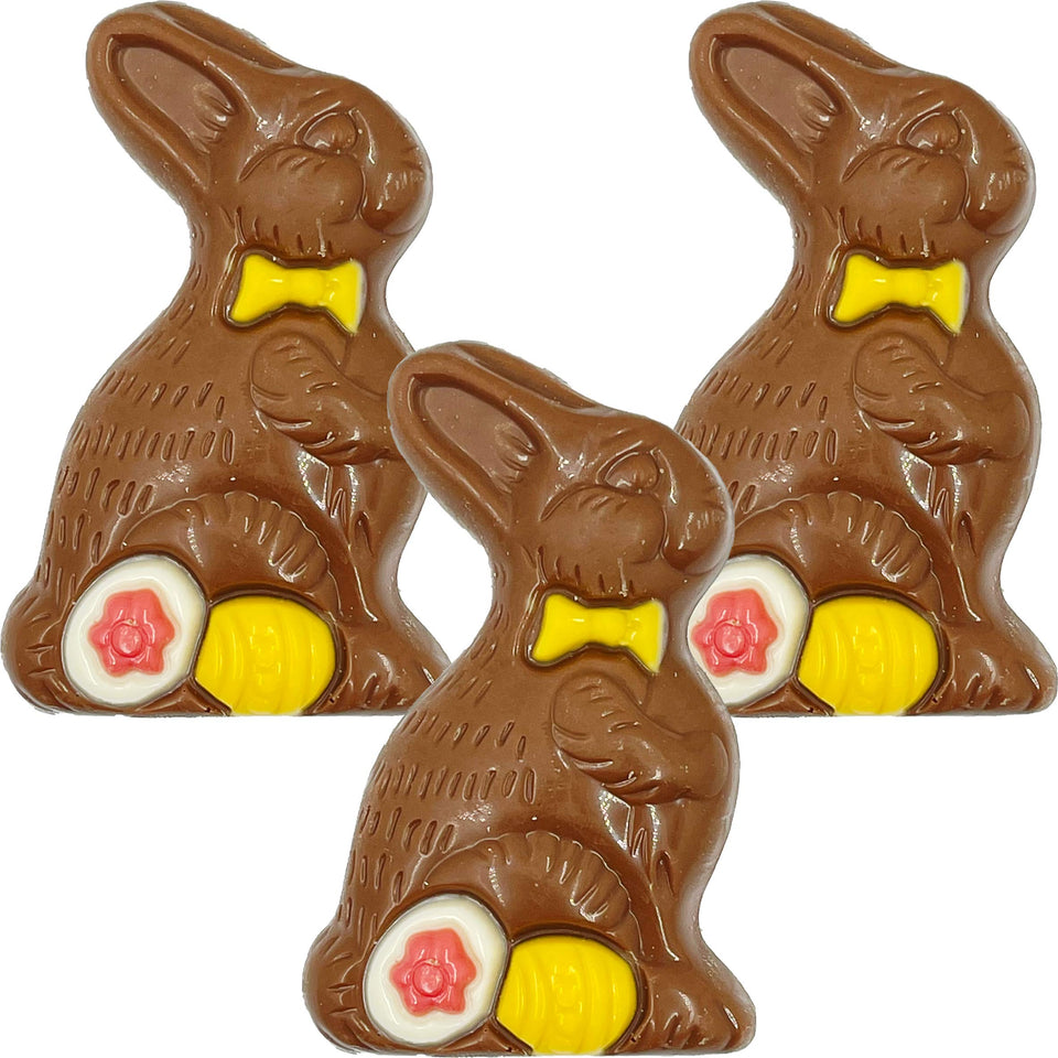 Fruidles Milk Chocolate Easter Bunny 3-Pack on display, smooth texture and festive design.