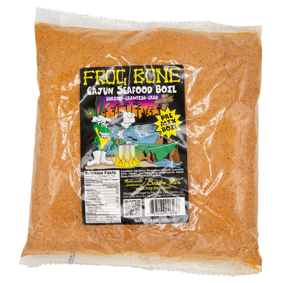 Frog Bone Cajun Seafood Boil 4lb bag ready for a big seafood boil.