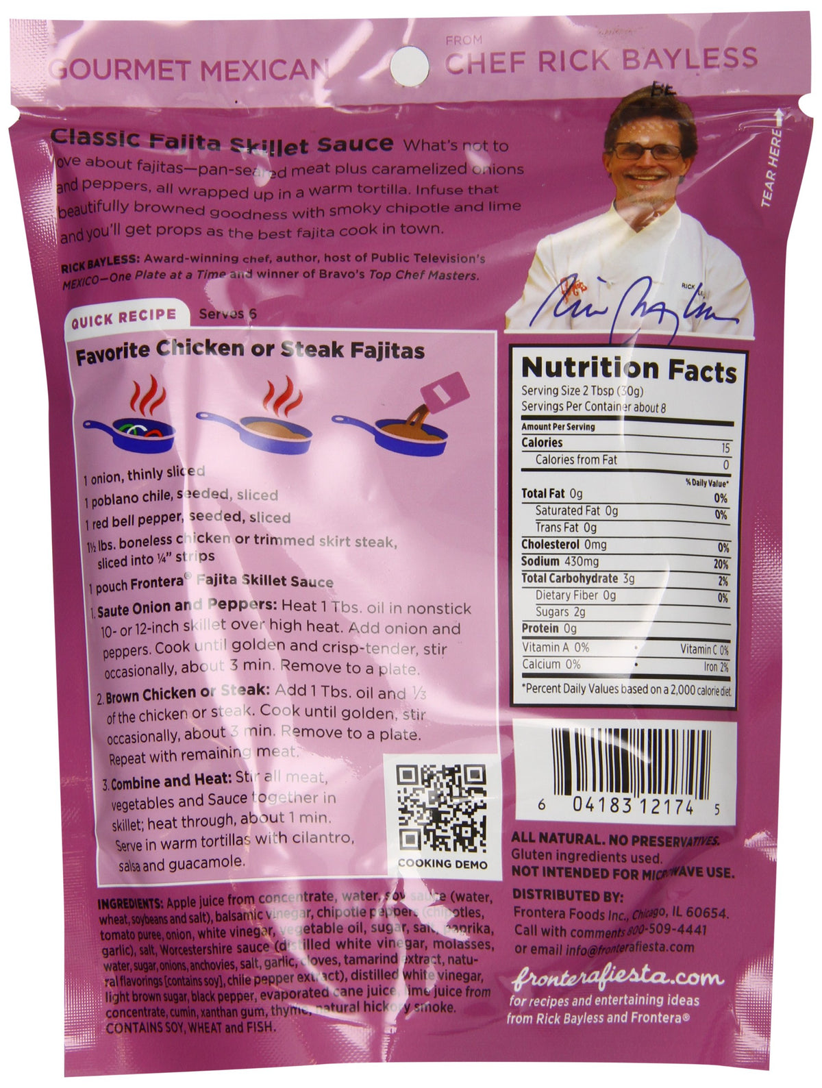 Frontera Fajita Skillet Sauce sizzling onions peppers adds vibrant color and aroma