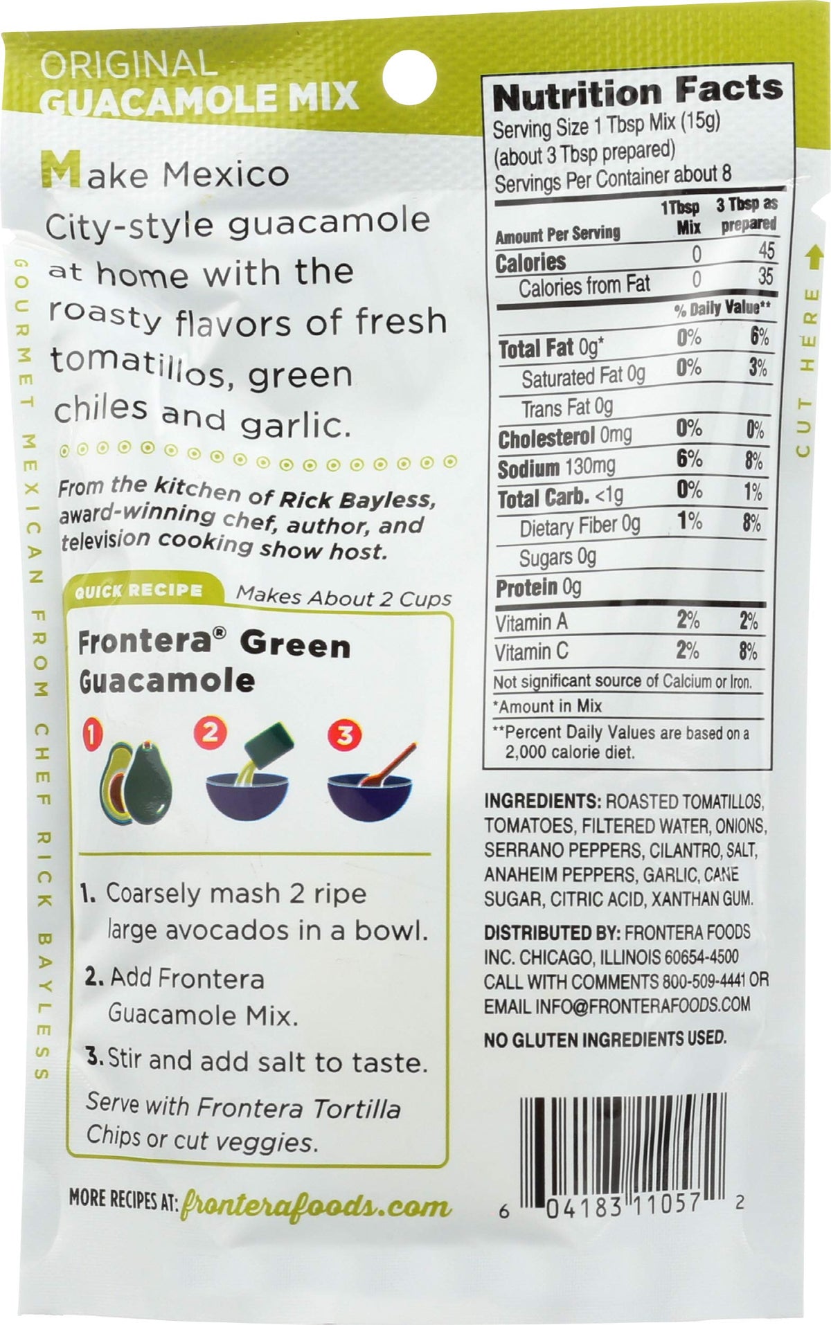 Frontera Guacamole Mix pouch 8-pack packaging ideal for on-the-go snacks
