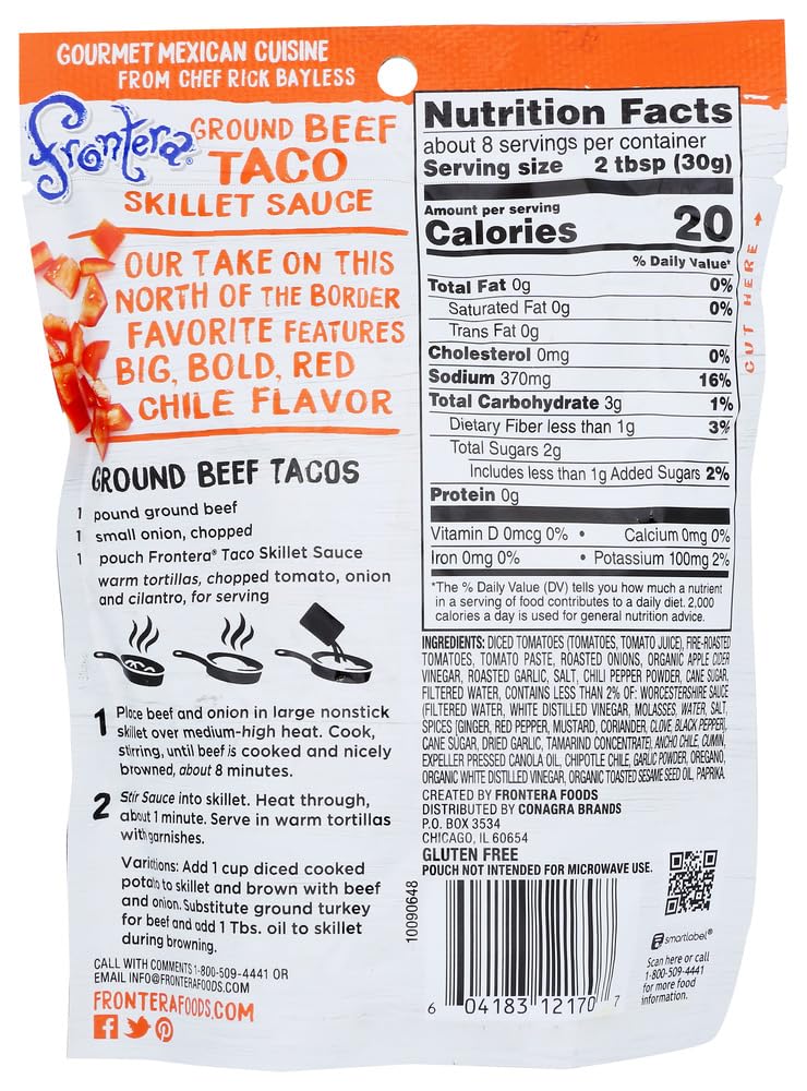 Frontera Original Taco Skillet Sauce bottle on kitchen counter ready for skillet meals.
