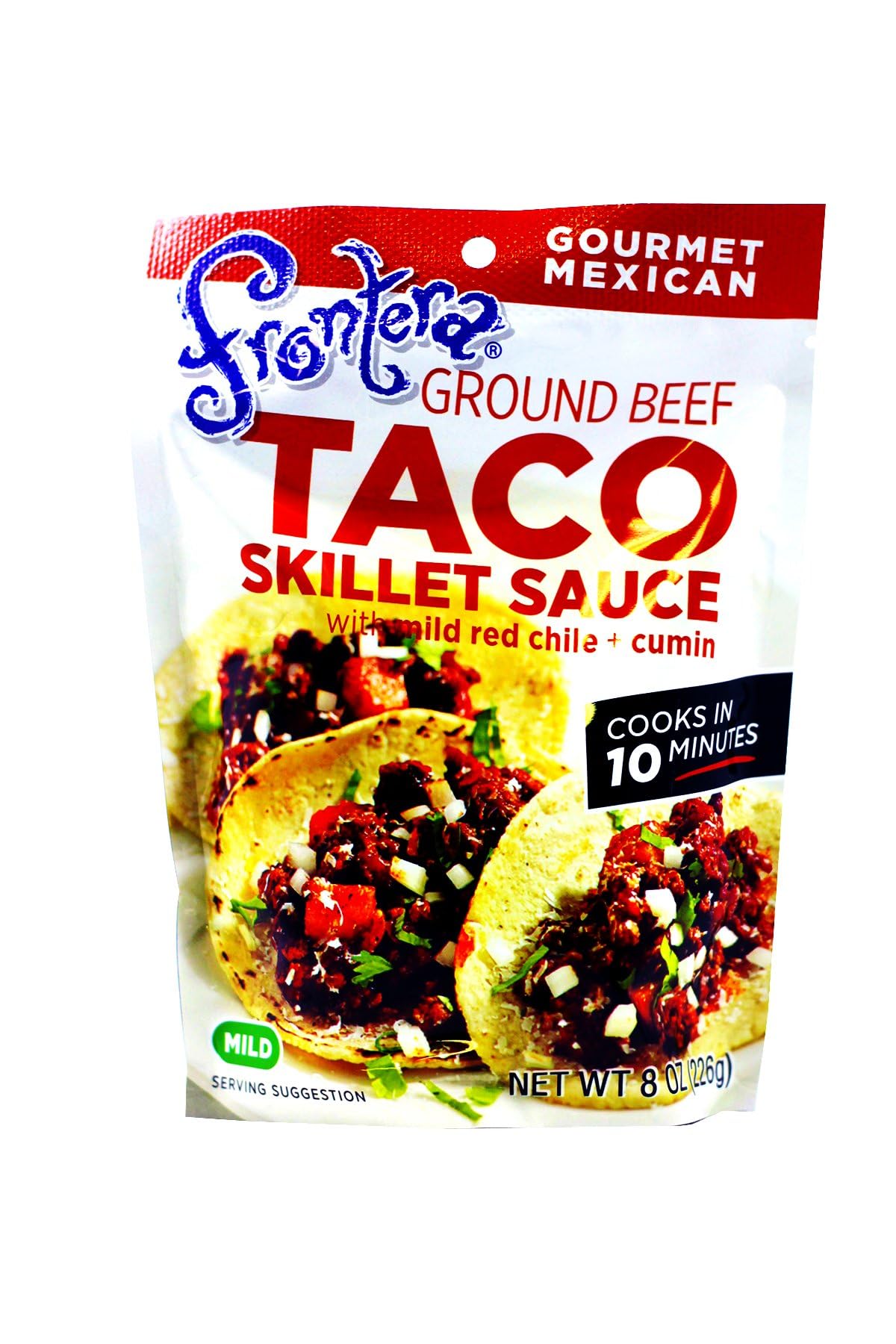 Frontera skillet sauce bottle with mild red chile and cumin for quick, flavorful meals.