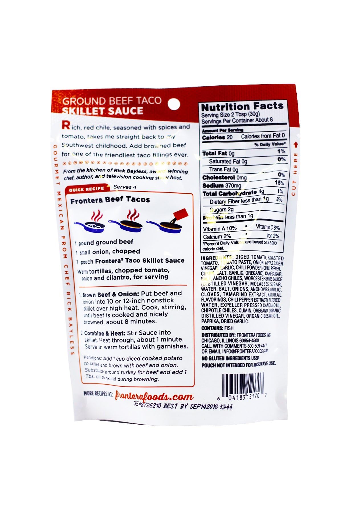 Frontera six-pack skillet sauce display featuring mild red chile and cumin for weeknight dinners.