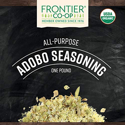 Frontier Co-op Adobo seasoning bottle pouring to flavor marinades and sauces