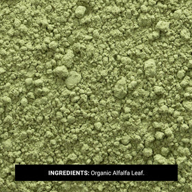 Frontier Co-op Organic Alfalfa Leaf Powder being poured into a cup for a greens boost.