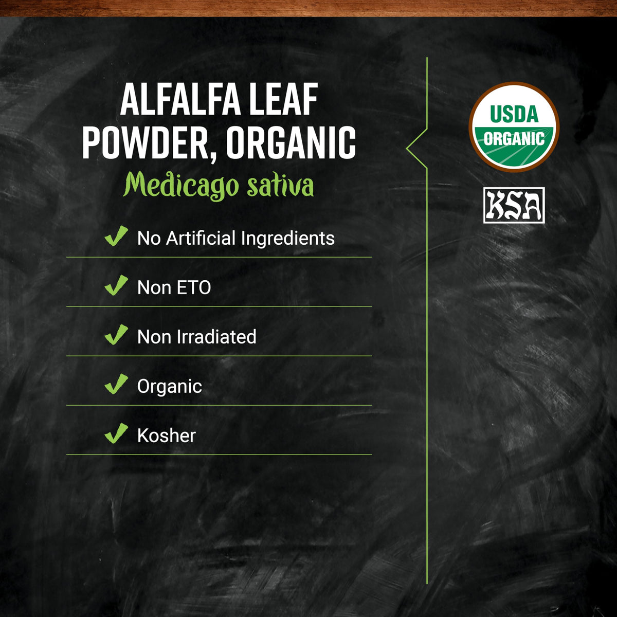 Frontier Co-op Organic Alfalfa Leaf Powder with scoop for precise measuring and tastier shakes.