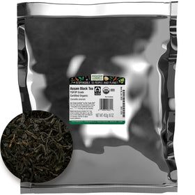 Frontier Co-op Assam tea leaf close-up showing rich aroma and premium quality.