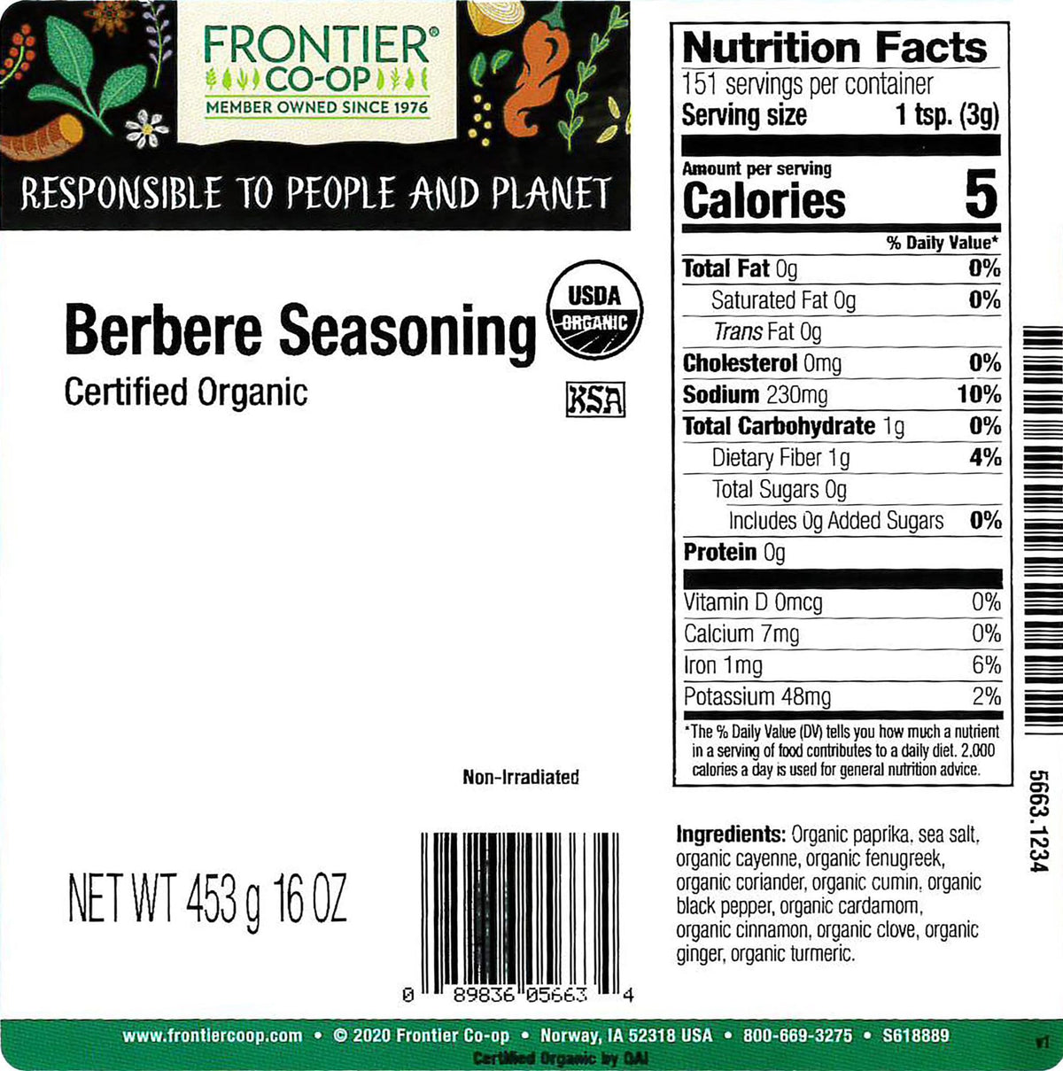 Frontier Co-op Berbere spice blend powder highlights vibrant color and heat for recipes
