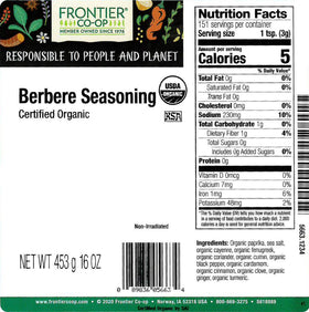Frontier Co-op Berbere spice blend powder highlights vibrant color and heat for recipes