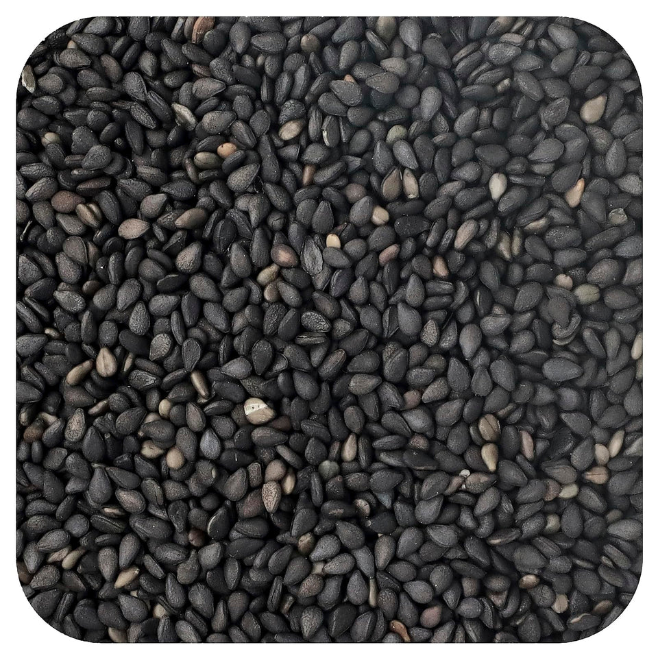 Frontier Co-op black sesame seeds showcase deep color and nutty aroma for cooking.