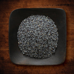 Frontier Co-op blue-black poppy seeds close-up highlighting color