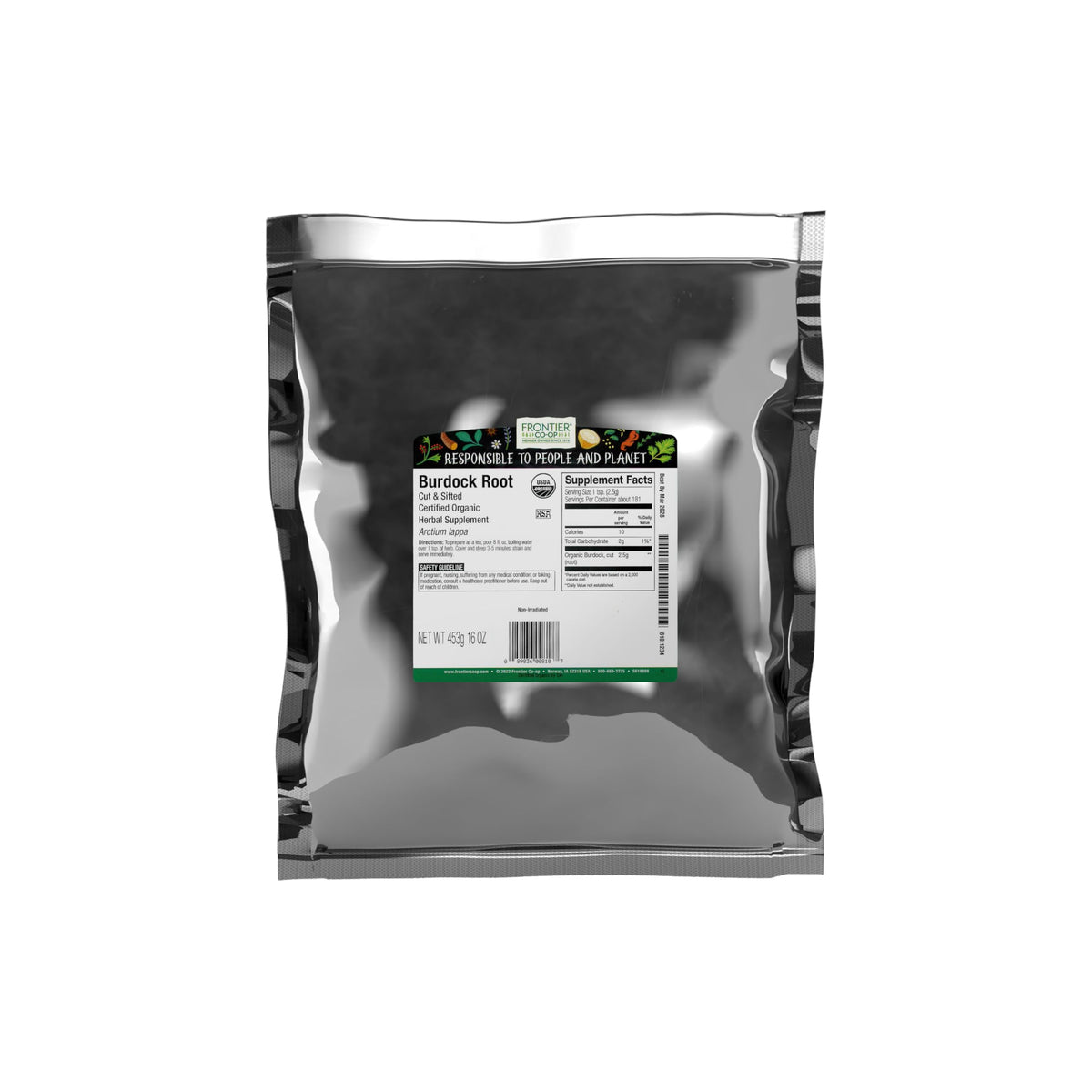 Frontier Co-op burdock root bulk bag for versatile kitchen use.