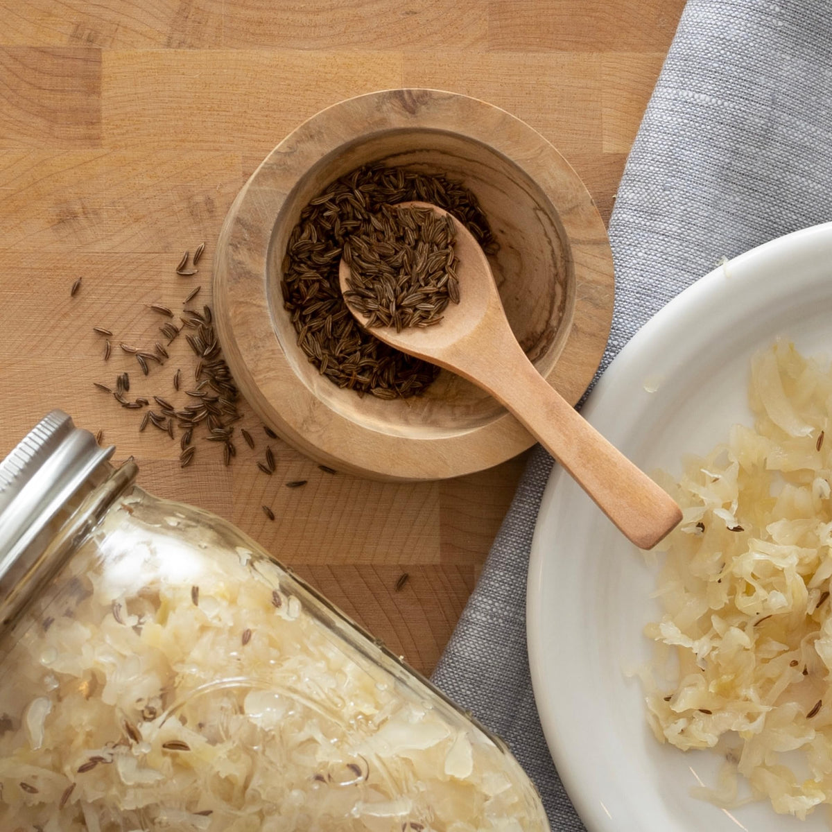Frontier Co-op caraway seeds for pickling and sauerkraut add zing.