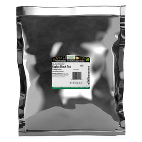 Frontier Co-op Ceylon decaf bulk bag with bold flavor.