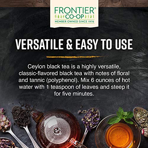 Kosher-certified Frontier Co-op Ceylon decaf packaging label.