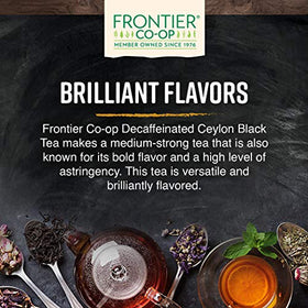 Steeping cup of Frontier Co-op Ceylon decaf tea.