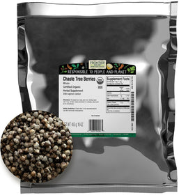 Frontier Co-op chaste tree berries, whole 16 oz, organic bulk packaging for eco shoppers