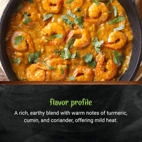 Frontier Co-op curry powder on a kitchen counter ready for cooking