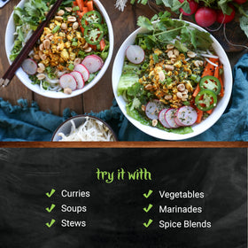 Frontier Co-op curry powder in a meal prep bowl for seasoning