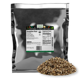 Frontier Co-op organic dandelion root bulk packaging for easy measuring and storage.