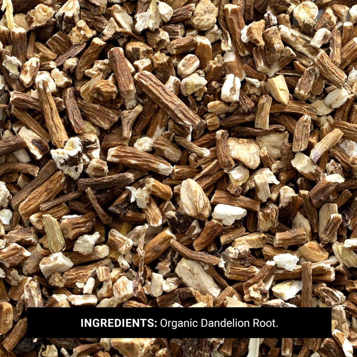 Frontier Co-op dandelion root steeping in cup for herbal infusion.