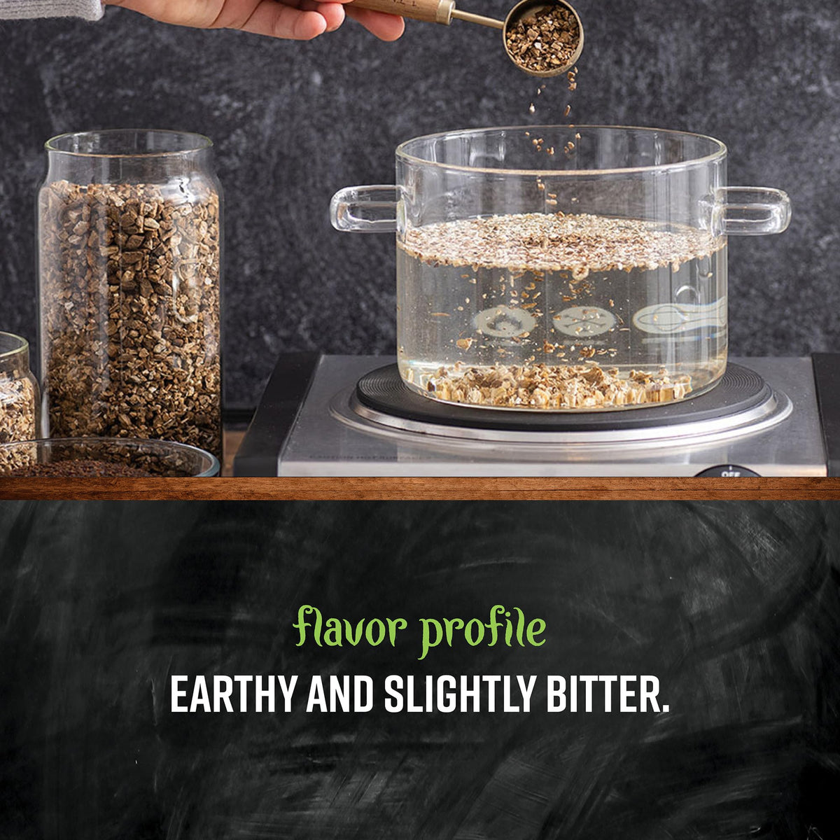 Frontier Co-op dandelion tea blend in a cup highlighting earthy aroma.