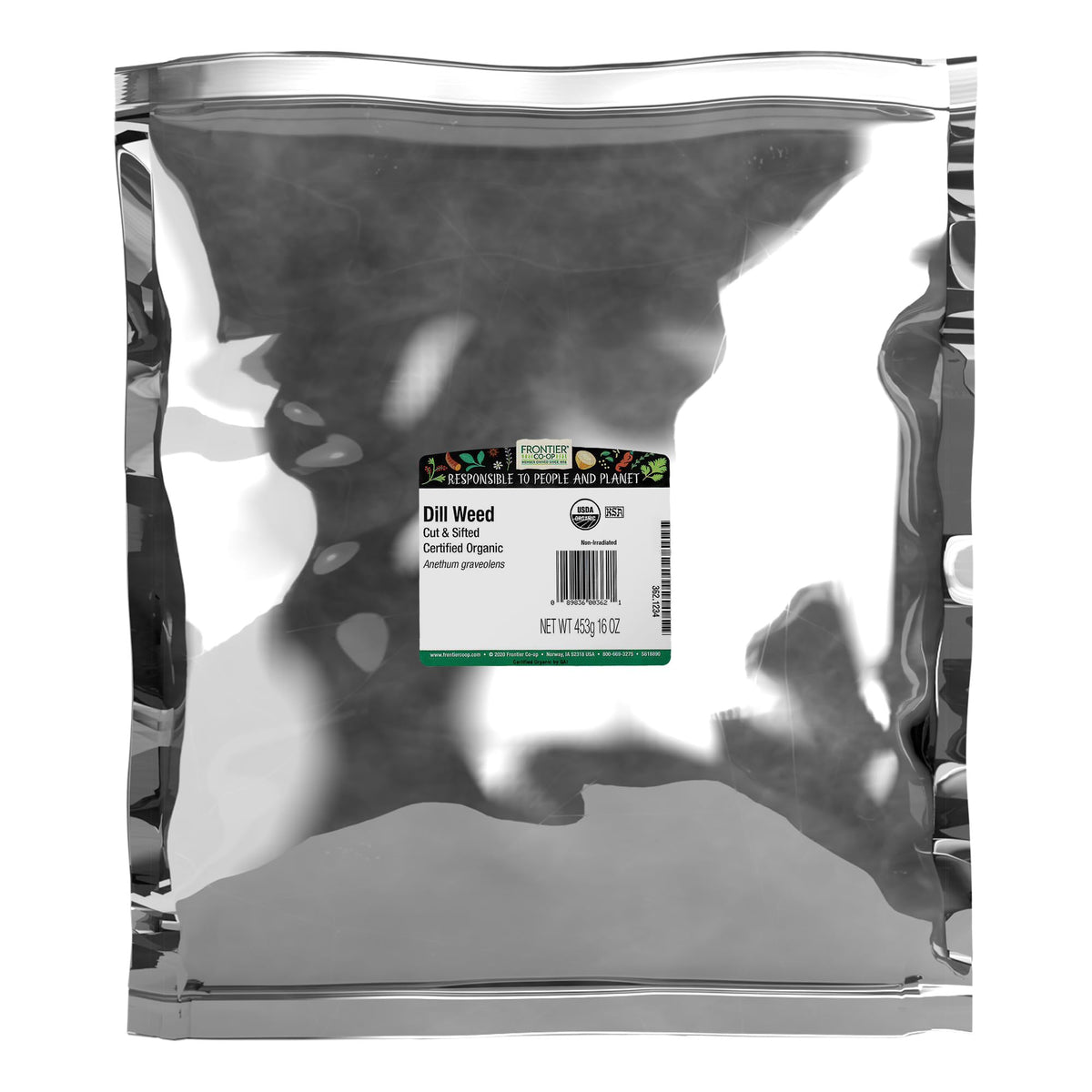 Frontier Co-op dill weed cut and sifted in bulk bag for rich, versatile seasoning.