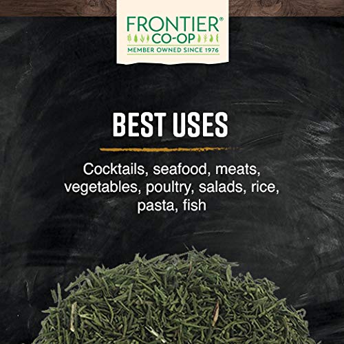 Frontier Co-op dill weed measuring setup suggests convenient bulk usage.