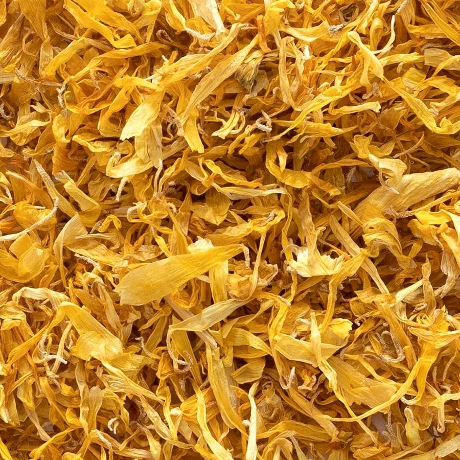 Frontier Co-op calendula petals adding vibrant color to dishes.
