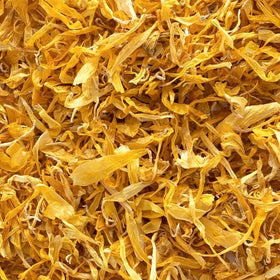 Frontier Co-op calendula petals adding vibrant color to dishes.
