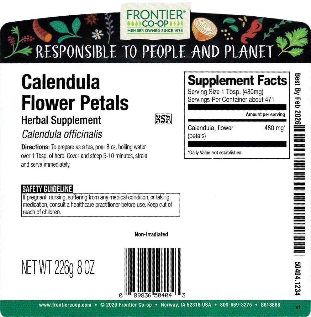 Frontier Co-op calendula petals in a jar for skincare DIY blends.