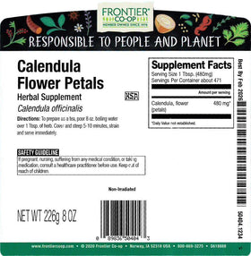 Frontier Co-op calendula petals in a jar for skincare DIY blends.