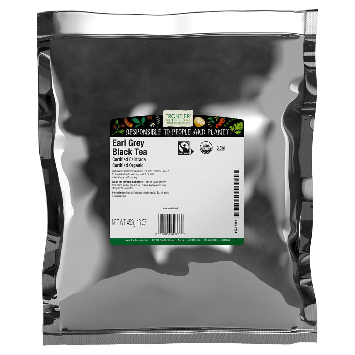 Frontier Co-op Earl Grey organic green tea bulk-bag ready for brewing