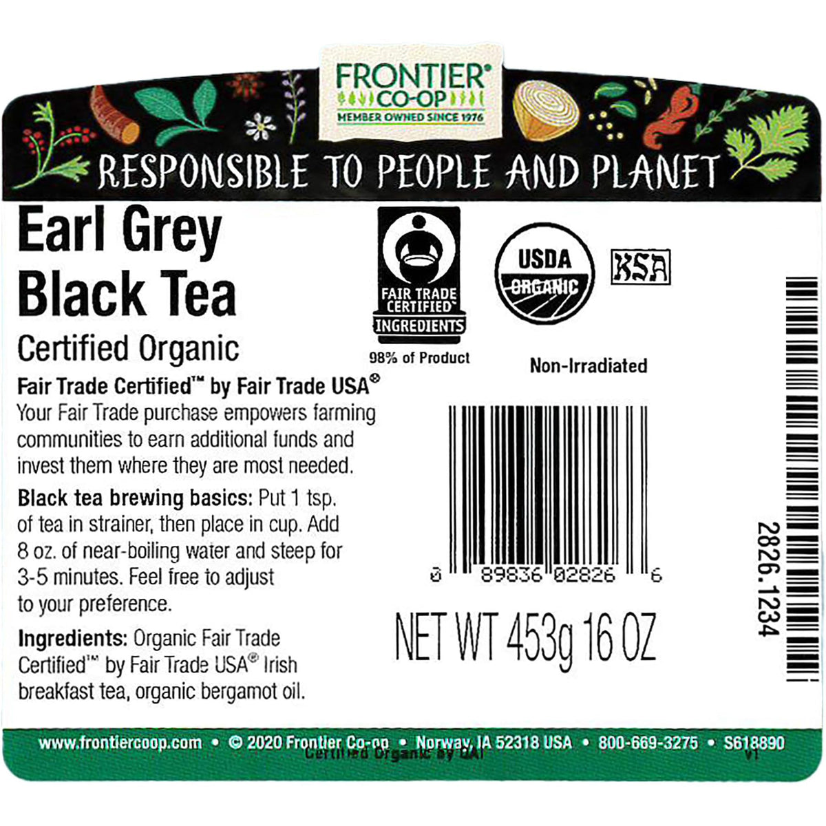 Earl Grey tea steeping in cup by Frontier Co-op