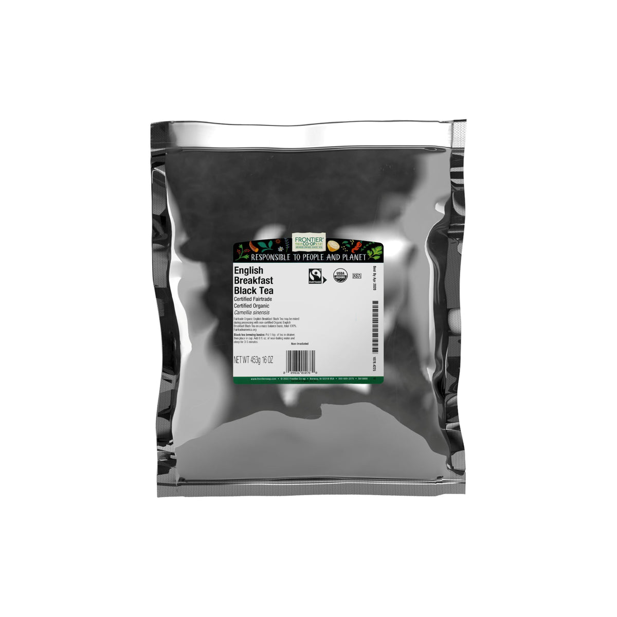 Frontier Co-op English Breakfast tea in a 1 lb bulk pack for everyday use.