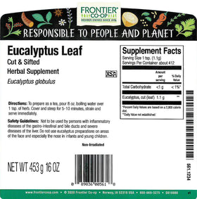 Frontier Co-op eucalyptus leaf dried bulk showing natural freshness