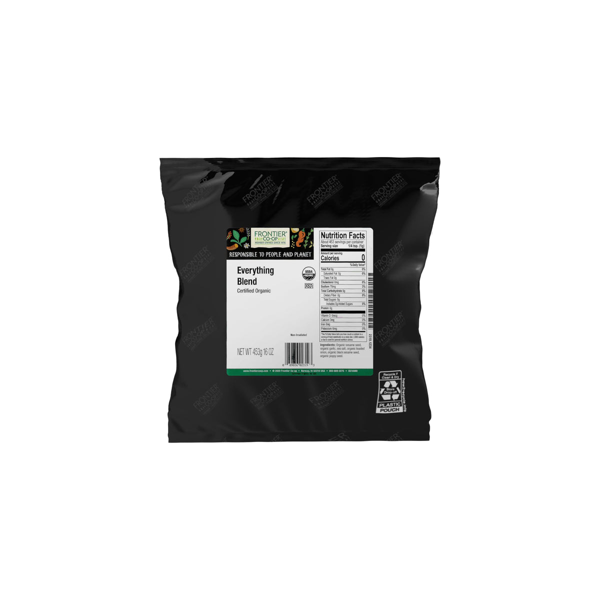 Frontier Co-op Everything Blend bulk bag on counter adds savory depth to bagels