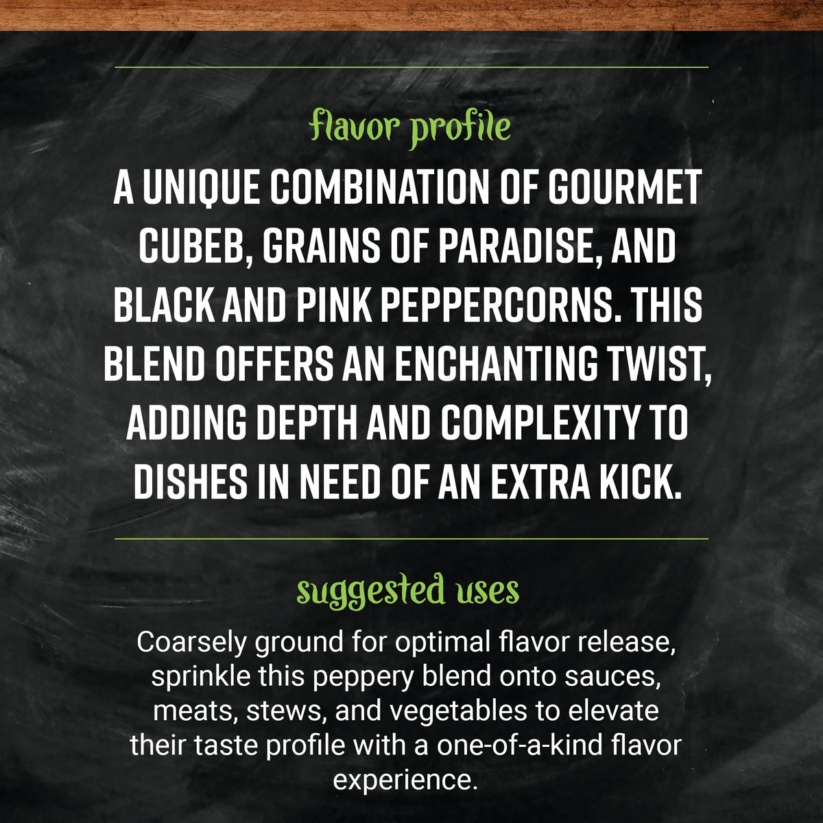 Frontier Co-op Exotic Peppercorn Blend grinder featuring grains of paradise and depth.