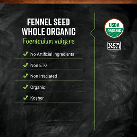 Close-up of Frontier Co-op fennel seeds highlighting licorice notes for savory dishes.