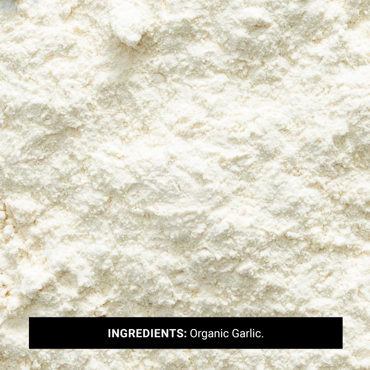 Frontier Co-op garlic powder scoop highlights fine grind ideal for quick dusting on pizzas