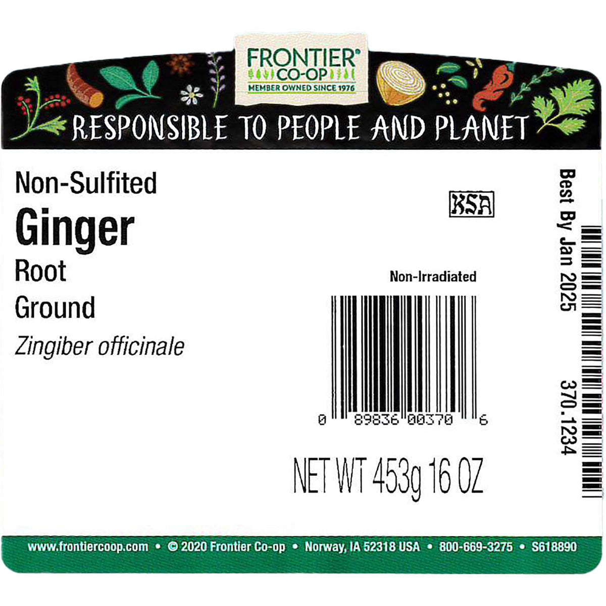 Frontier Co-op Ginger Root Ground fine powder closeup highlights smooth, easy sprinkling.