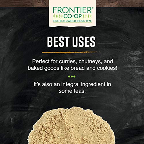 Frontier Co-op Ginger Root Ground spice-rack display supports everyday cooking.