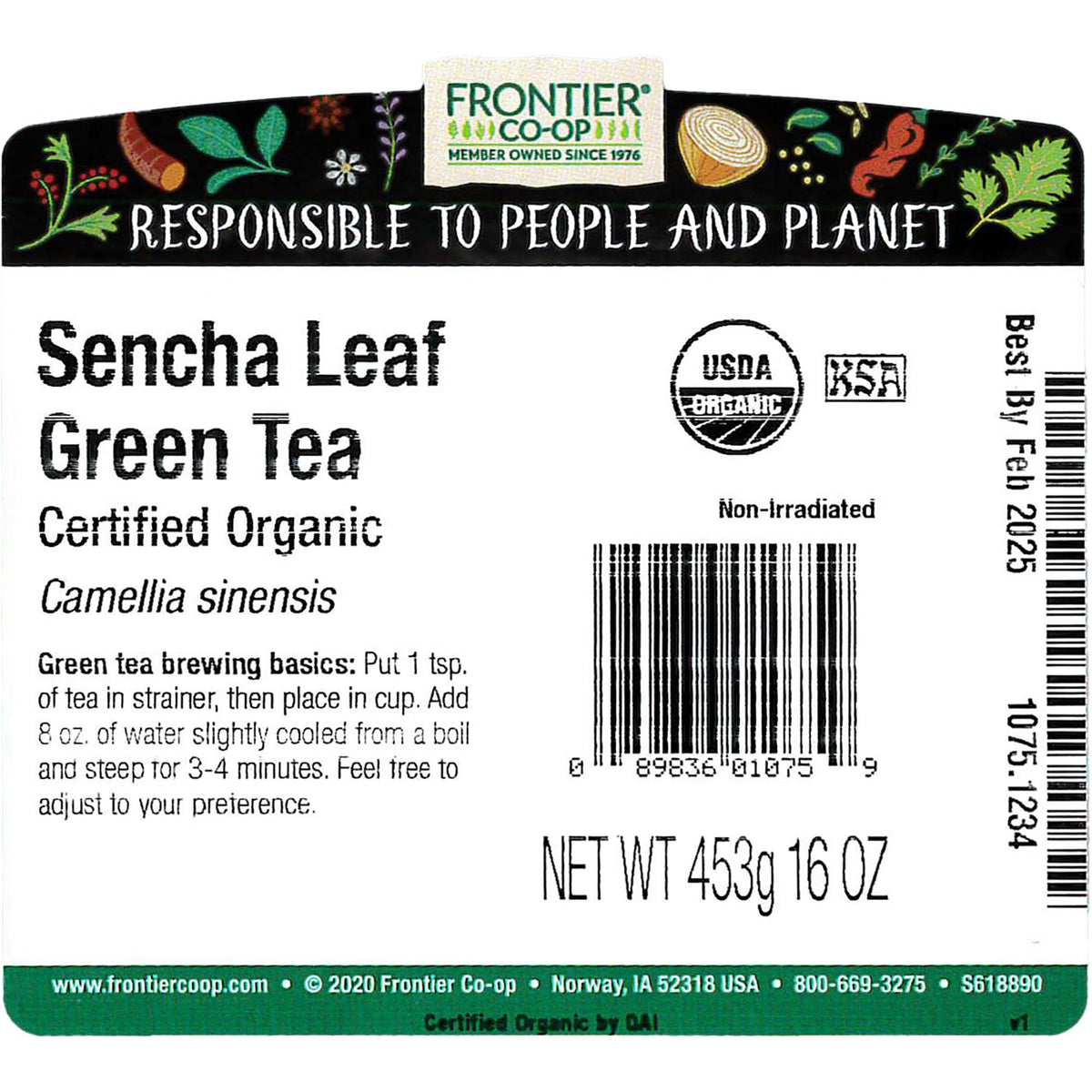 Frontier Co-op Green Sencha Leaf Tea 1 lb – steeping to release crisp, grassy aroma.